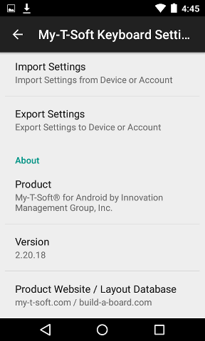 My-T-Soft Keyboard Settings