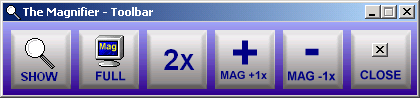 The Magnifier Toolbar with graphical icons