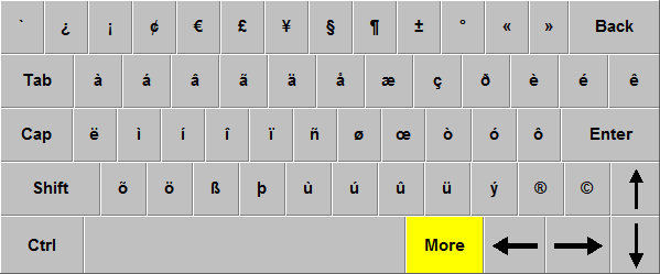 Build-A-Board Onscreen Keyboard Example Large US Alternate / international input Layout