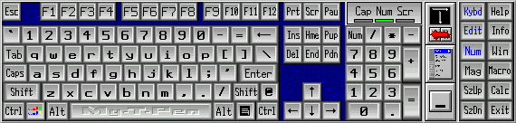 My-T-Pen US Standard 104 Keyboard Layout with Edit, Numeric & Control Panel Opened in size 8