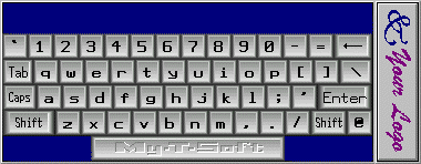 My-T-Soft on-screen keyboard with hidden keys and custom logo size 9