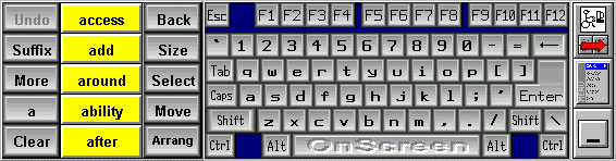 OnScreen with US Standard 101 Keyboard & WordComplete Action Panel